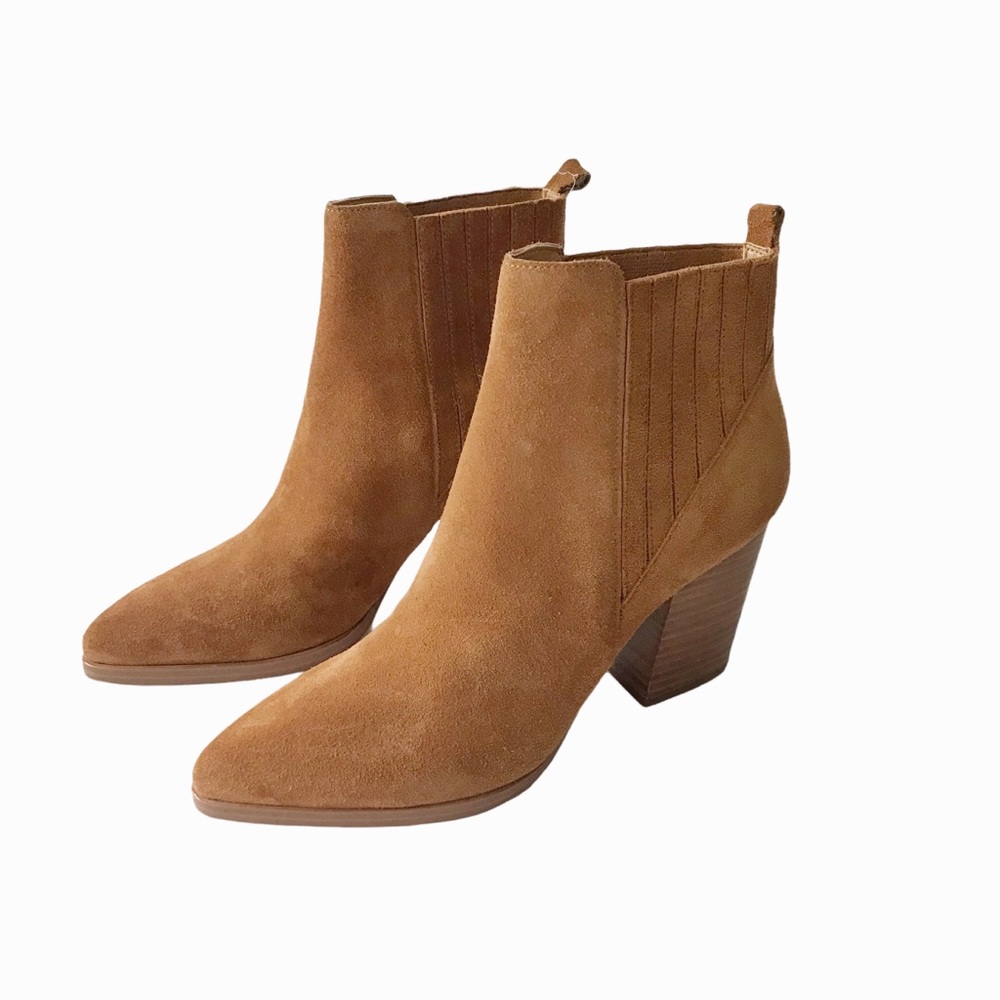 🆕 MARC FISHER camel suede booties NWT
